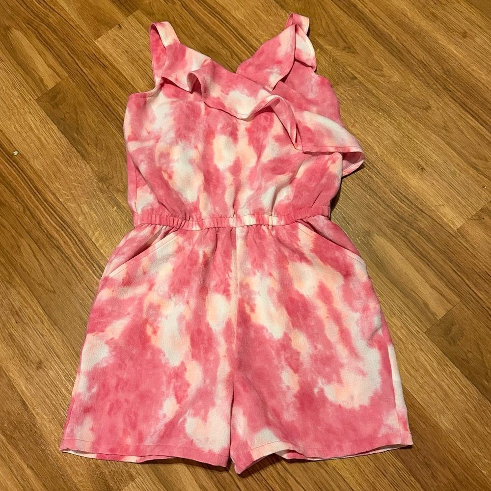 Wonder Nation pink and white romper size Med 7/8